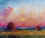 unknow artist Wheat Stack at Sunset oil painting reproduction